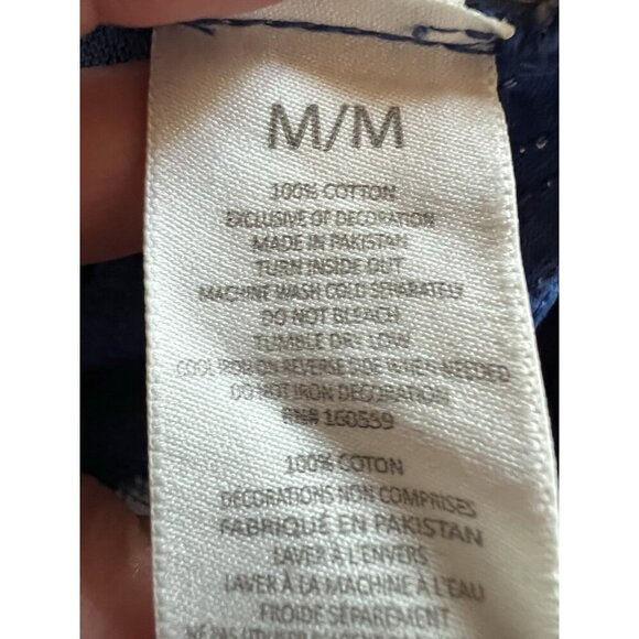 WEAR by Erin Andrews blue white hem gym retro shorts NFL sz M Swifties festival - Picture 5 of 9